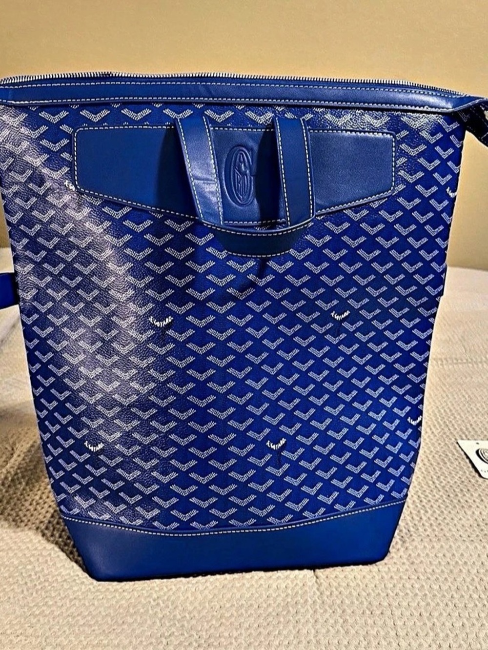 designer blue cheveron Backpack Blue